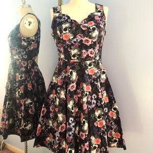 Hell Bunny, Large, Floral Skull Dress
